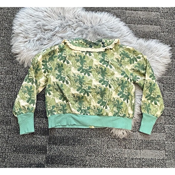 Kate Quinn‎ Women's Greenery Floral Ruffled Bomber Jacket Size Medium - Picture 3 of 3